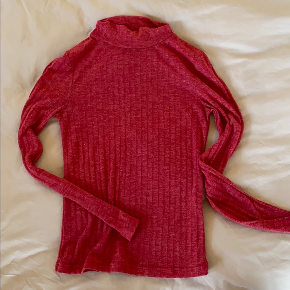 Topshop Ribbed Red Turtleneck